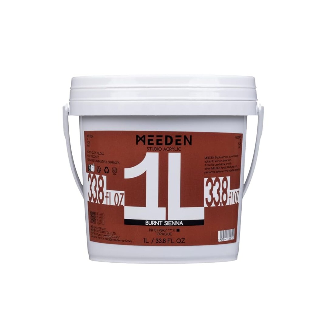 MEEDEN Burnt Sienna Acrylic Paint, Heavy Body, Gloss Finish, Extra-Large 1 L /33.8 oz Non-Toxic Rich Pigments Color, Professional Artist Acrylic Paint for Adults on Canvas,Wall,Wood,Stone Painting